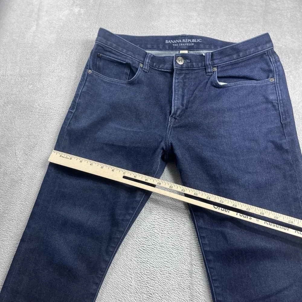 Banana Republic Traveler Jean 33x24* Slim Fit Mens Denim Pant‎ Blue Dark Wash